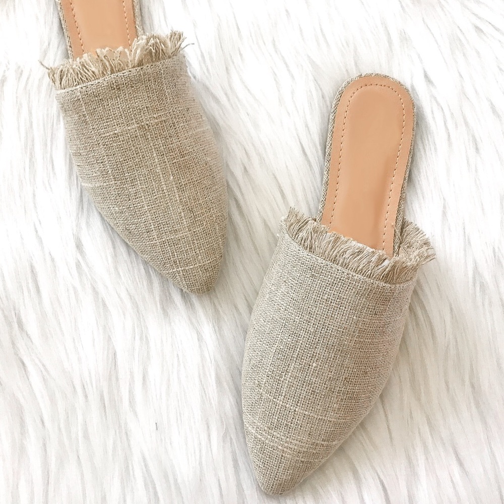 Natural | Woven Fringe Flat Mule - Picture 2 of 8